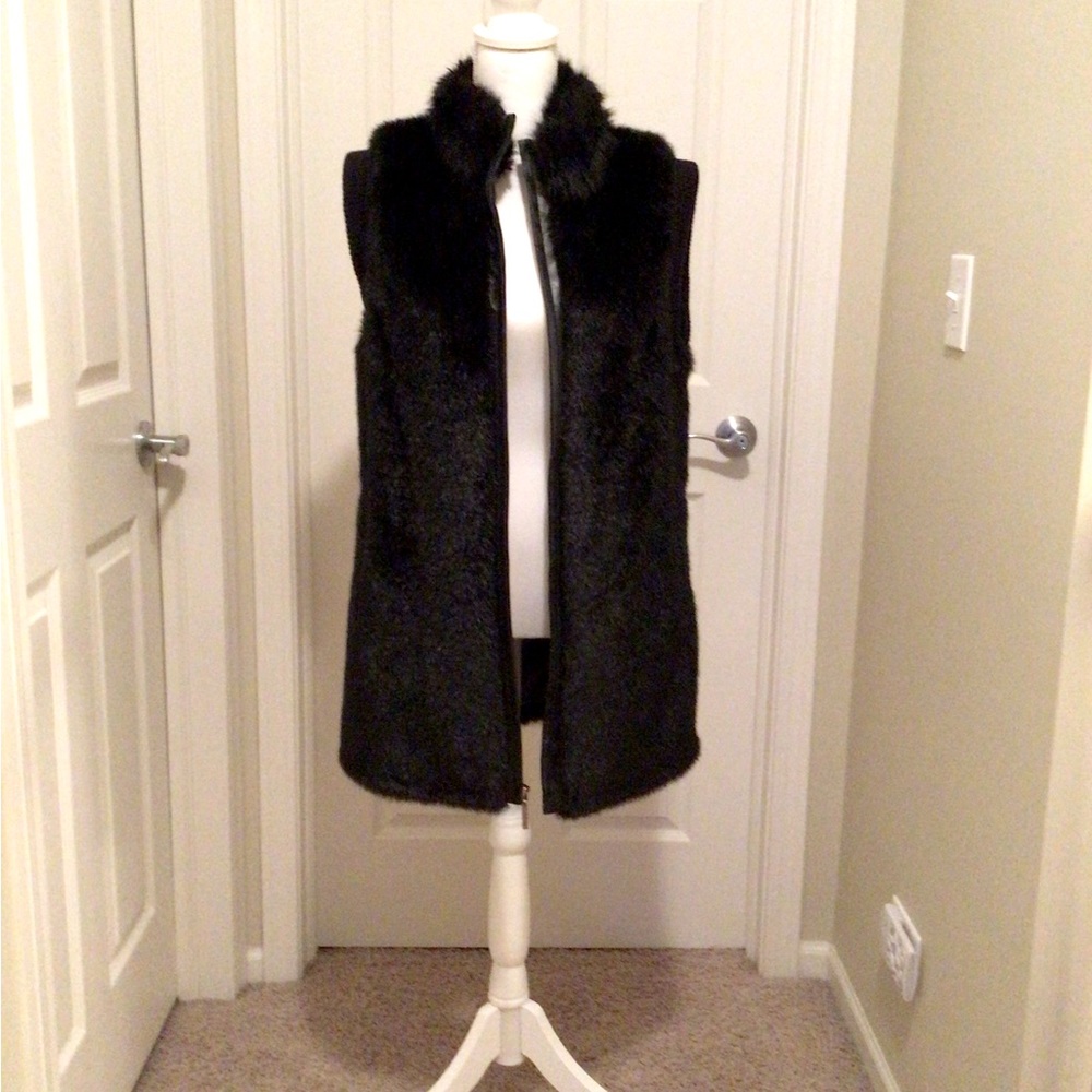 Hilary Radley - Black - Medium- Faux Fur Vest